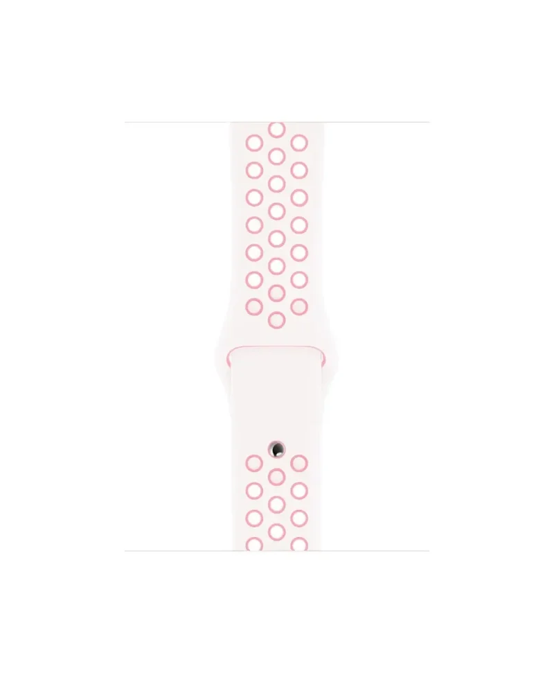 White and light pink perforated sport band for smartwatch with ventilation holes