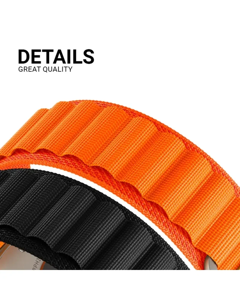 Alpine Loop orange and black ribbed fabric handle strap detail