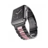 Stainless steel smartwatch with black and rose gold link band