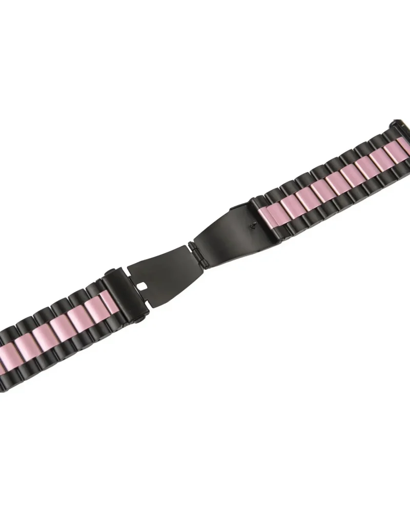 Black and pink stainless steel ceramic smartwatch band with clasp