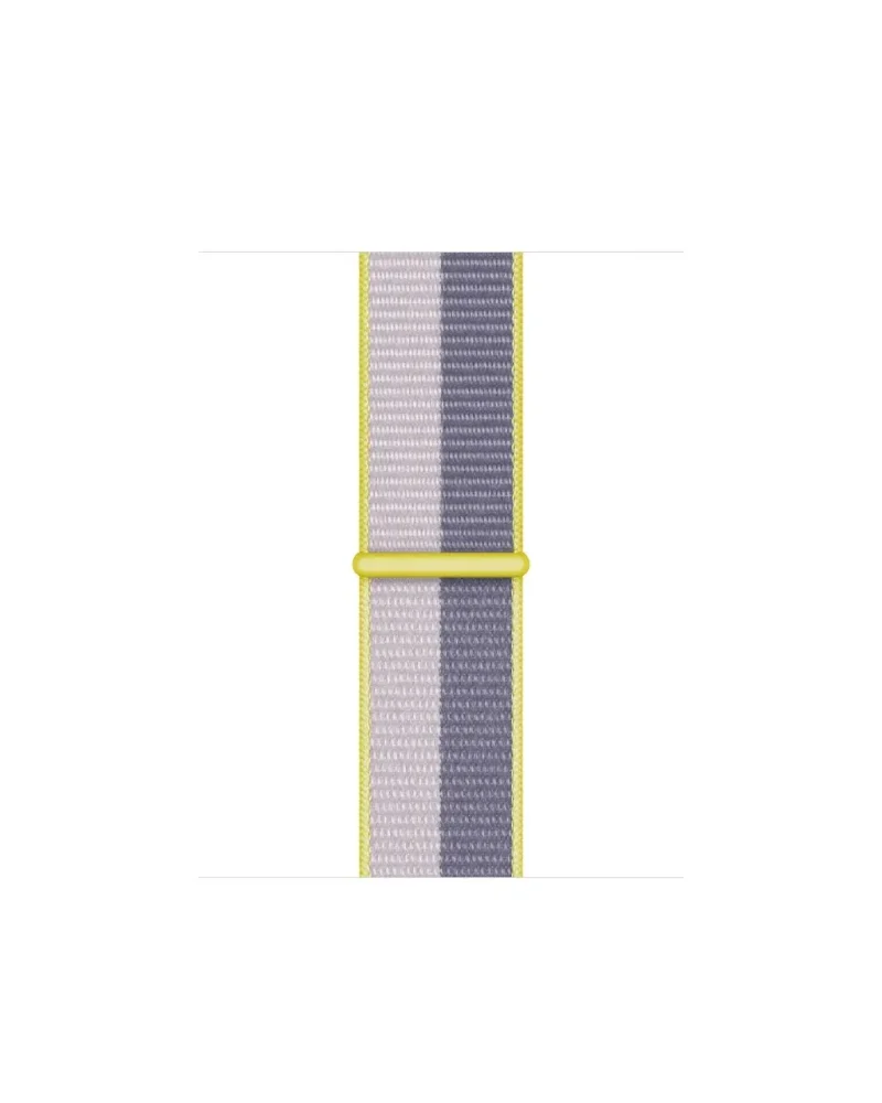 Lavender grey and light lilac sport loop watch band with yellow accents