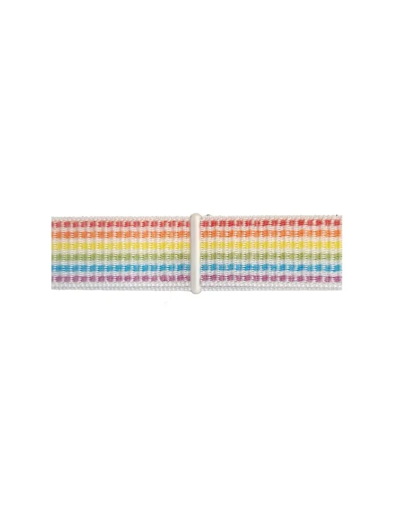 Rainbow striped sport loop band with white buckle closure