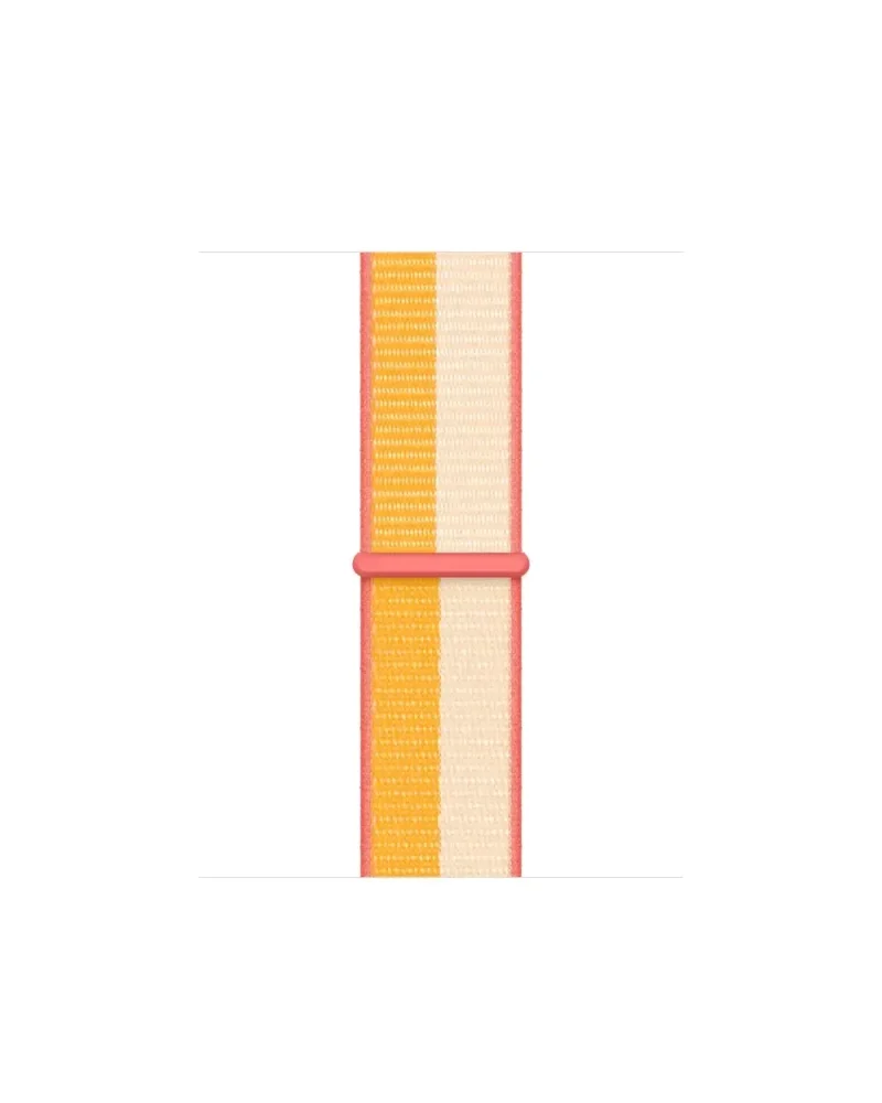 Sport Loop watch band maize yellow and white striped fabric with pink connector