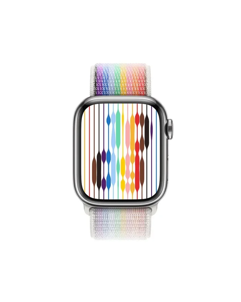 Apple Watch Pride Edition with colorful rainbow sport loop band