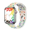 Apple Watch Pride Sport Band with colorful rainbow dash pattern on white