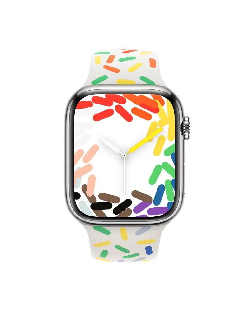 Apple Watch Sport Band Pride colorful rainbow pattern white silicone