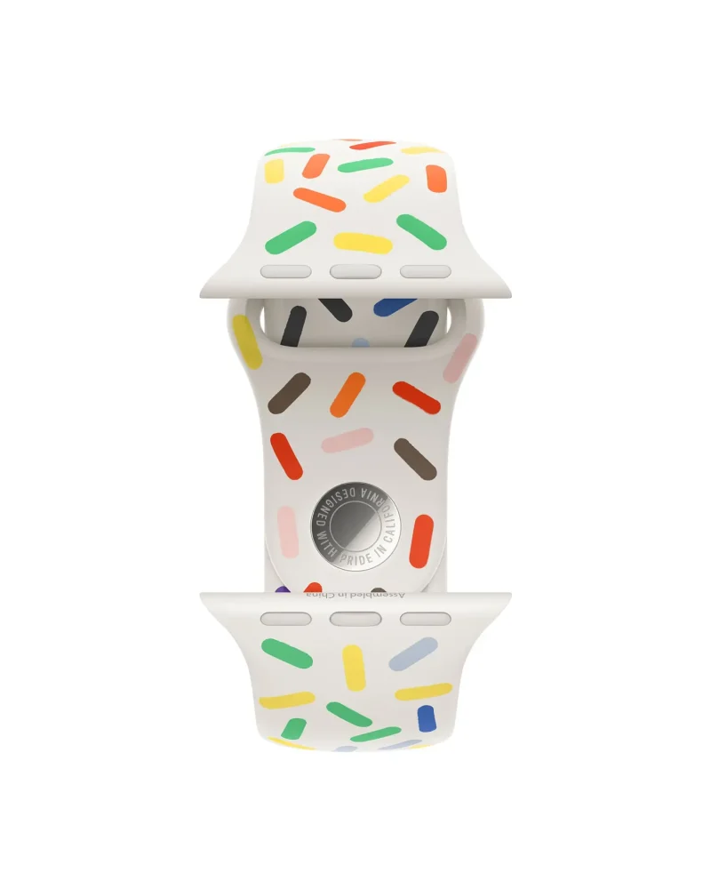 Colorful Pride sport band for smartwatch with multicolored confetti pattern design