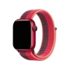 Red smartwatch with dark cherry sport loop fabric band
