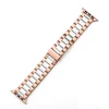 Rose gold and white stainless steel smartwatch band with metal links