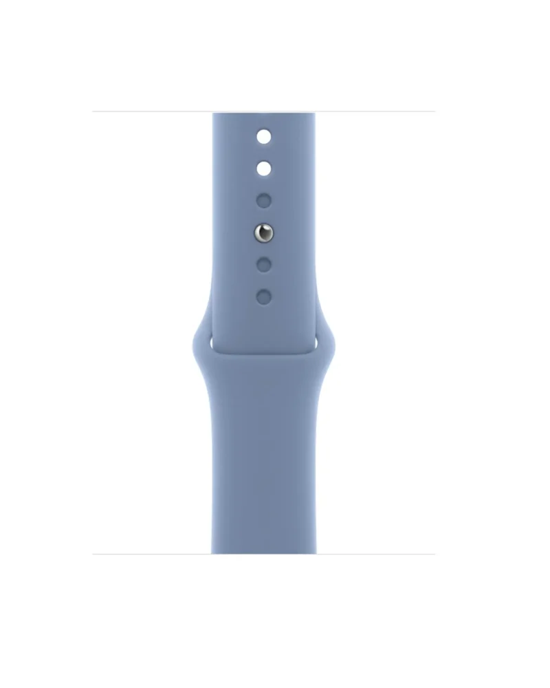 Blue silicone sport band for Apple Watch with button closure