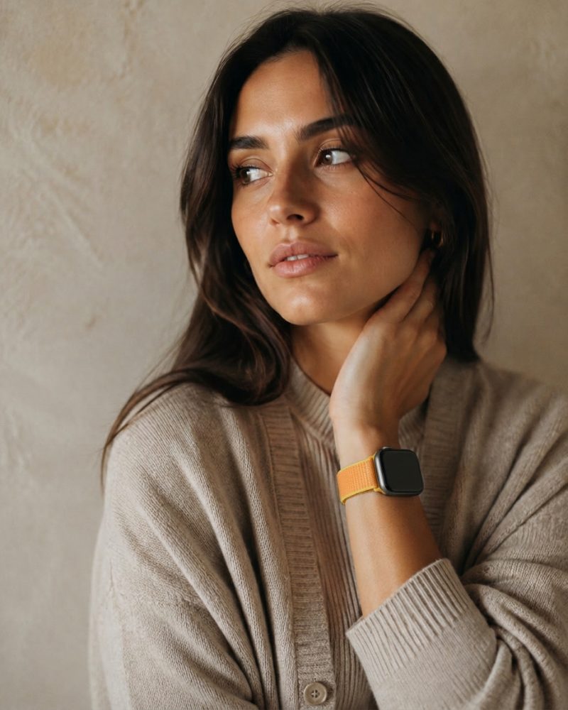 Sport Loop – Canary Yellow worn by a model
