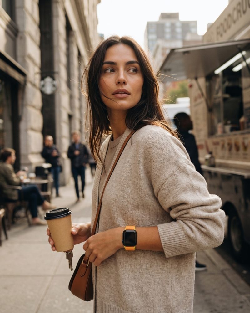 Sport Loop – Canary Yellow worn by a model